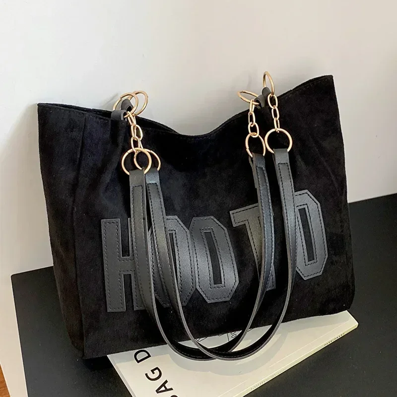 Women Hand Bags For Office - กระเป๋าสะพายไหล่สีพื้น, กระเป๋าโท้ทลายตัวอักษรสุดฮิต, กระเป๋าผ้าแคนวาสสำหรับใช้ในมหาวิทยาลัย, สำนักงาน, ที่ทำงาน, หรือใช้เดินทาง