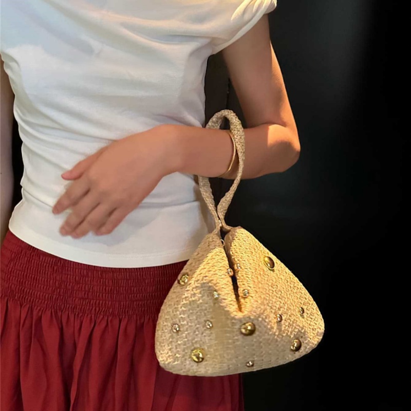 กระเป๋าคลัทช์ทรงสามเหลี่ยมสานจ - Women'S Raffia Bags บทวิจารณ์และราคา