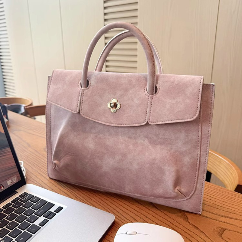 กระเป๋าถือแล็ปท็อปหนัง PU สีชม - Women Hand Bags For Office บทวิจารณ์และราคา